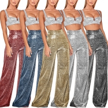 Fashion High Waist Glitter Wide-leg Pants