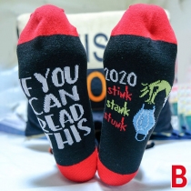Fashion Contrast Color Letters Printed Breathable Socks