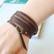 Retro Style Letters Printed Multi-layer PU Leather Bracelet