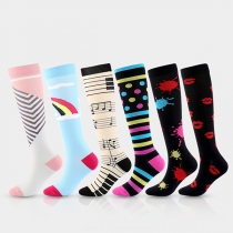 Fashion Breathable Elastic Printed Compression Socks