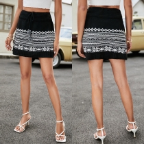 Casual Style High Waist Slim Fit Printed Knit Dress