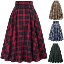 Fashion High Waist Plaid Skirt