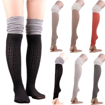 Fashion Contrast Color Lace Over-the-knee Socks