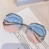 Retro Style Polygon Frameless Color Gradigan Sunglasses