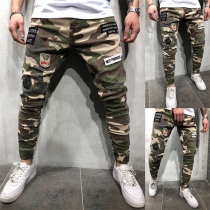 Casual Style Camouflage Printed Man's Pants