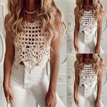 Sexy Fitted Openwork Sleeveless Crochet Top