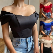 Sexy Solid Color Off-the-Shoulder Bodysuit