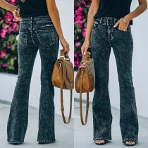 Vintage Washed Flared High Jeans
