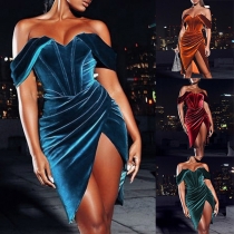 Sexy Solid Color Stapless Party Dress