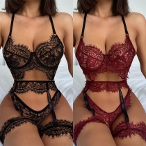 Sexy LaceThree-piece Halter Lingerie Set