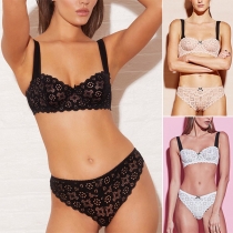 Sexy Lace Two-piece Lingerie Set Consist of Push-up Bra and Low Waist Briefs