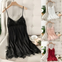 Sexy Lace Spliced Slip-style Nightwear Dress