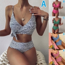 Sexy Dot Printed Self-tie Wrap Bikini Set