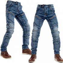 Fashion Zippered Washed Jeans for Men