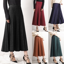 Fashion Solid Color A-line Pleated Skirt