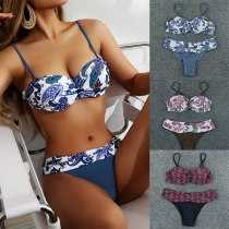Vintage Style Paisley pattern Sling Bikini Set