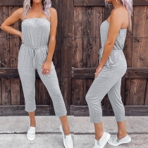 Sexy Solid Color Strapless Jumpsuit