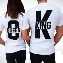 Casual King and Queen Lettered Printed Couple Shirt