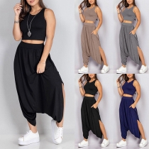 Street Chic Two-piece Set Consist of Crop Top and Harem Pants