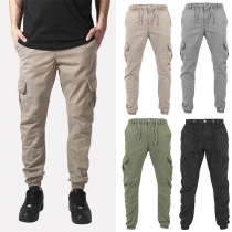 Casual Solid Color Drawstring Pants for Men