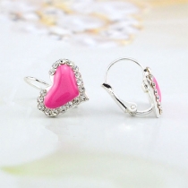 Gift Sweet Cute Heart Rhinestone Love Studs Earrings