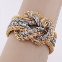 Sleek Metallic Knotted Knitted Contrast Color Multilayer Bracelet 