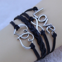 Vintage Love and Heart Multi-layer String Infinity Charm Bracelet