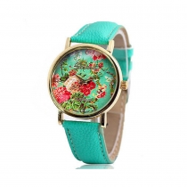 Fashion PU Leather Watchband Rose Dial Quartz Watch