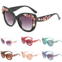 Ladies Clear Frame Sunglasses Shades with Ceramic Flowers