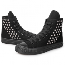Metallic Rivets High Top Concealed Heel Platform Sneaker