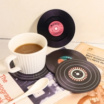 2 Pieces Set Spinning Retro Vinyl Record Drinks Coasters(Color randomly)