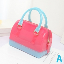 Fashion Contrast Color Crystal Jelly Handbag