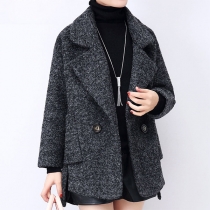 Fashion Solid Color Lapel Short-style Woolen Coat