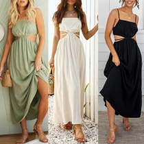 Sexy Hollow Out Lace Up Floor-length Beach Dress