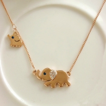 Fashion Cute Rhinestone Elephant Pendant Necklace 