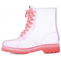 Candy Color Lace Up Transparent Galoshes Rain Boots