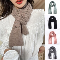 Warm Elegant Pure Color Mohair Women's Open Knit Scarf