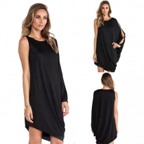 Fashion One-shoulder Side Slit Long Sleeve Irregular Dress