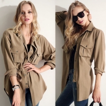 British Style Solid Color Long Sleeve Shirt