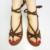 Fashion Flat Heel Lace-up Thong Sandals