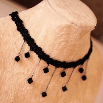 Fashion Lace Crochet Waterdrop Beads Pendant Necklace