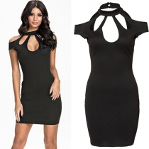 Sexy Hollow Out High Collar Slim Fit Party Dress