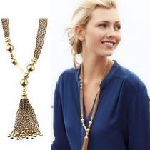 Retro Style Gold-tone Tassels Pendant Necklace