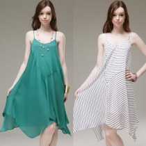 Fashion Irregular Hem Loose Sling Dress