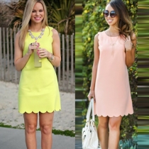 Fashion Solid Color Sleeveless Round Neck Dress