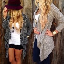 Fashion Long Sleeve Irregular Hem Knitted Cardigan