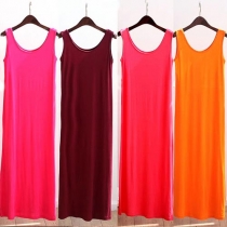 Fashion Solid Color Sleeveless U Neck Maxi Dress