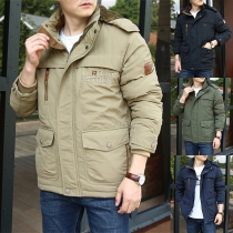 Fashion Contrast Color Hooded Men's Padded Coat
