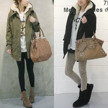 Fashion Solid Color Long Sleeve High-low Hem Hooded Padded Coat