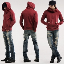 Fashion Solid Color Long Sleeve Turtleneck Men's Hoodies